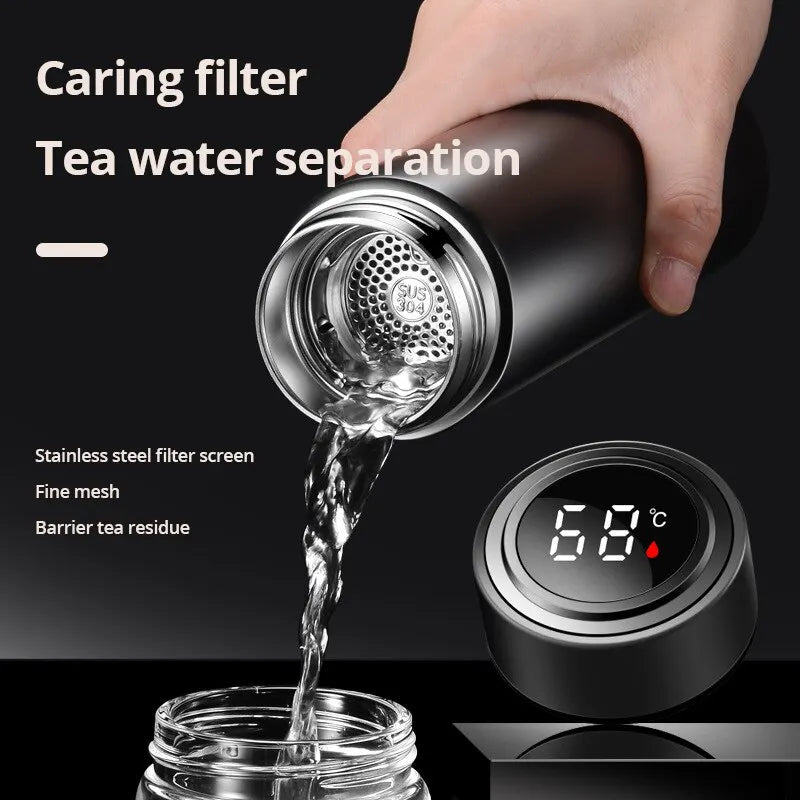 1Pc 500ML Smart Insulation Stainless Steel Colorful Cup Mini Thermos Cup Water Bottle Led Digital Temperature Display Thermos