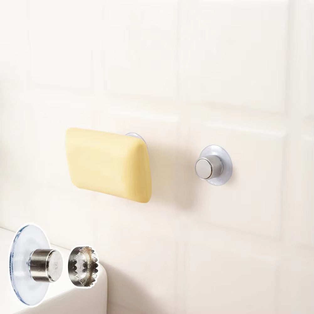 Bathroom Magnetic Soap Holder Hanging Soap Holder Suction Cup Hanger Wall Mounted Fast Drying Bathroom Kitchen Soap Dish Rack